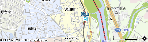 兵庫県川西市滝山町周辺の地図
