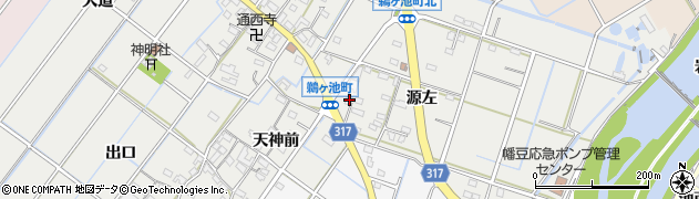 愛知県西尾市鵜ケ池町源左72周辺の地図