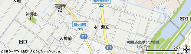 愛知県西尾市鵜ケ池町源左69周辺の地図