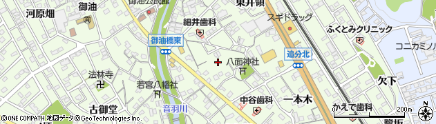 愛知県豊川市御油町八面周辺の地図