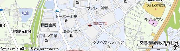 大阪府枚方市招提田近周辺の地図