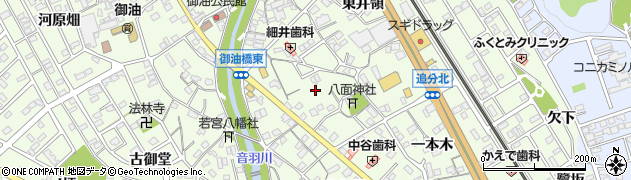 愛知県豊川市御油町（八面）周辺の地図