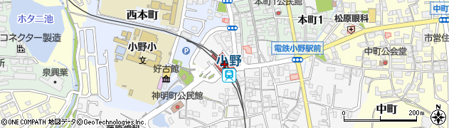 兵庫県小野市周辺の地図