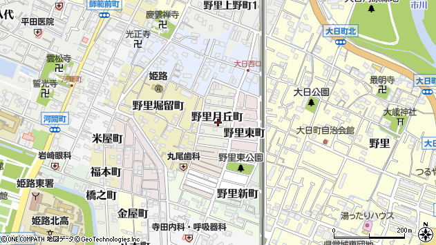 〒670-0865 兵庫県姫路市野里月丘町の地図