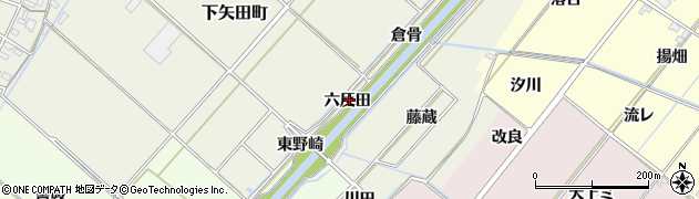 愛知県西尾市下矢田町（六反田）周辺の地図