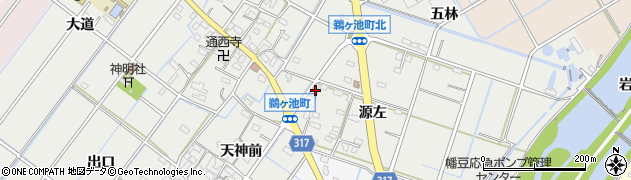 愛知県西尾市鵜ケ池町源左65周辺の地図