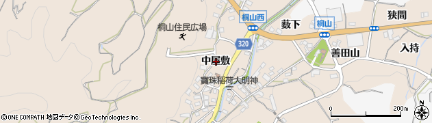 愛知県額田郡幸田町桐山中屋敷周辺の地図