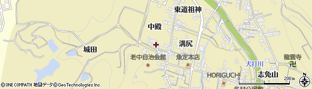京都府綴喜郡宇治田原町南中殿周辺の地図