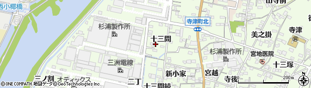 愛知県西尾市寺津町二ノ割55周辺の地図