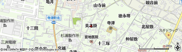 愛知県西尾市寺津町（美之掛）周辺の地図