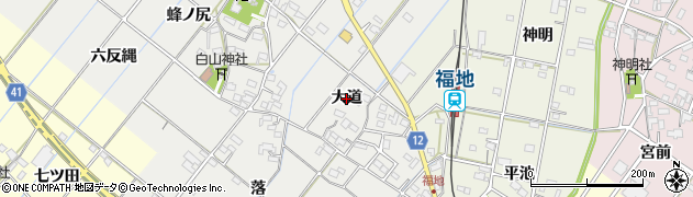 愛知県西尾市菱池町（大道）周辺の地図