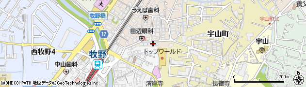 大阪府枚方市牧野下島町13周辺の地図