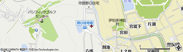 愛知県豊川市野口町（割池）周辺の地図