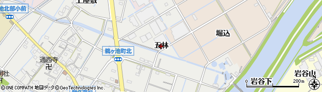 愛知県西尾市鵜ケ池町（五林）周辺の地図