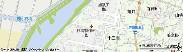 愛知県西尾市寺津町（二ノ割）周辺の地図