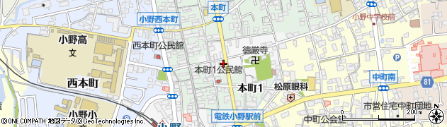 兵庫県小野市東本町398周辺の地図