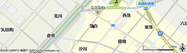 愛知県西尾市長縄町（落合）周辺の地図