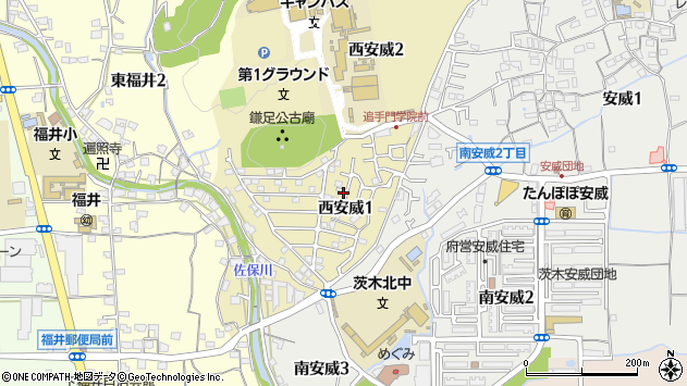 〒567-0008 大阪府茨木市西安威の地図