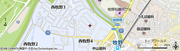 大阪府枚方市西牧野4丁目周辺の地図