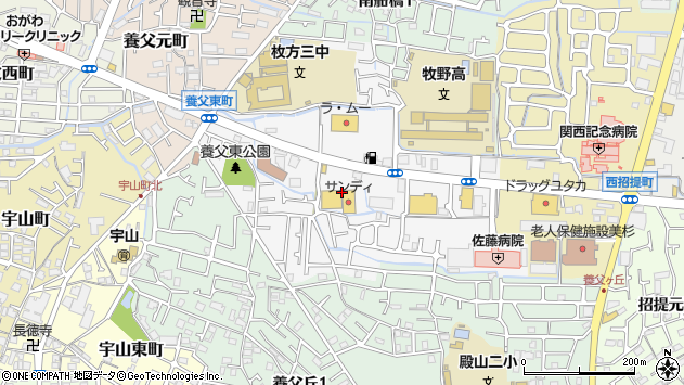 〒573-1124 大阪府枚方市養父東町の地図