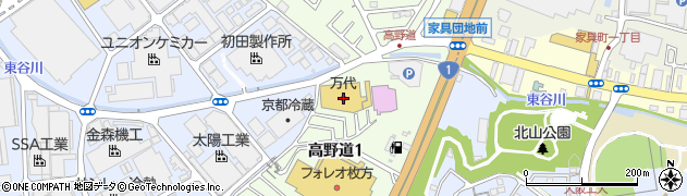 イセヅドライ　万代高野道店周辺の地図