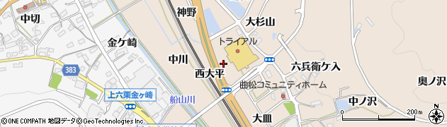愛知県幸田町（額田郡）深溝（西大平）周辺の地図