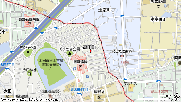 〒567-0011 大阪府茨木市高田町の地図