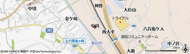 愛知県幸田町（額田郡）深溝（中川）周辺の地図