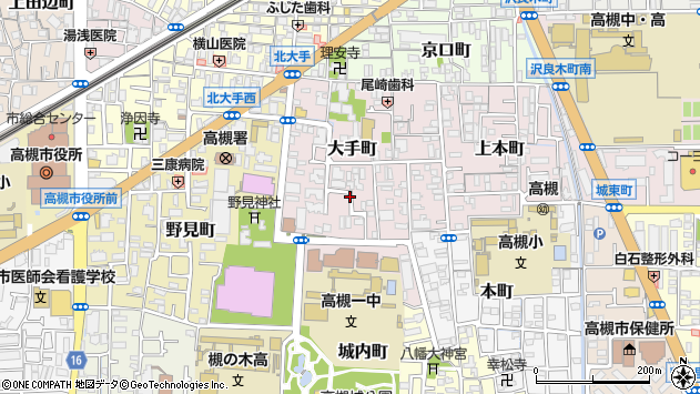 〒569-0078 大阪府高槻市大手町の地図