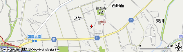 愛知県新城市富岡フケ周辺の地図