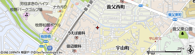 大阪府枚方市牧野下島町19周辺の地図