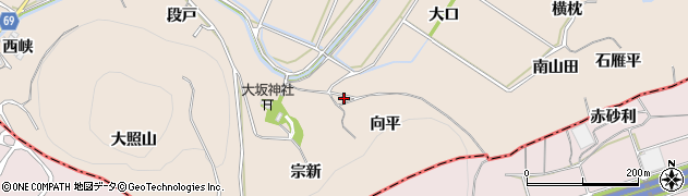 愛知県豊川市金沢町（向平）周辺の地図