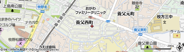 大阪府枚方市養父西町周辺の地図