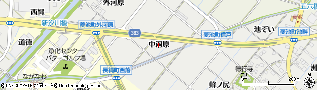 愛知県西尾市菱池町（中河原）周辺の地図