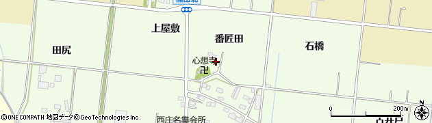 愛知県豊川市篠田町（番匠田）周辺の地図