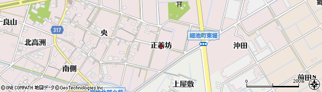 愛知県西尾市細池町（正善坊）周辺の地図