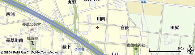 愛知県豊川市長草町川向周辺の地図