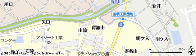 愛知県西尾市吉良町岡山（背撫山）周辺の地図