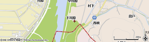 愛知県豊川市金沢町下川原周辺の地図