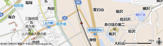 愛知県幸田町（額田郡）深溝（中野）周辺の地図