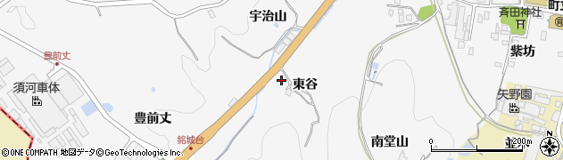 京都府綴喜郡宇治田原町郷之口東谷周辺の地図
