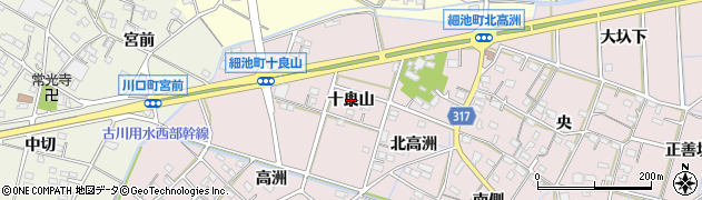 愛知県西尾市細池町（十良山）周辺の地図