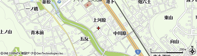 愛知県豊川市御油町（上河原）周辺の地図