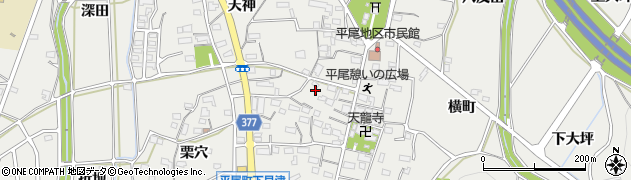 愛知県豊川市平尾町（郷中）周辺の地図