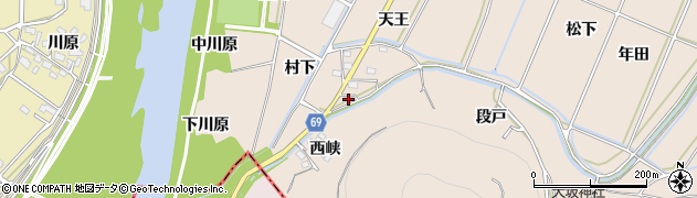 愛知県豊川市金沢町西峡周辺の地図
