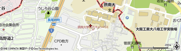 大阪府枚方市長尾峠町周辺の地図