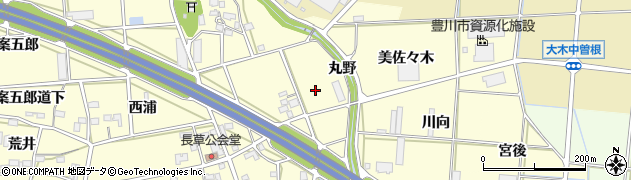 愛知県豊川市長草町（米野）周辺の地図