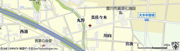 愛知県豊川市長草町荒田周辺の地図