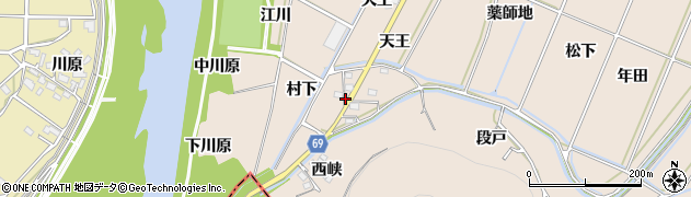 愛知県豊川市金沢町村下周辺の地図