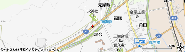 愛知県幸田町（額田郡）上六栗（元屋敷）周辺の地図